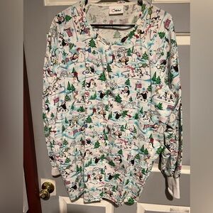 Christmas penguin scrub jacket